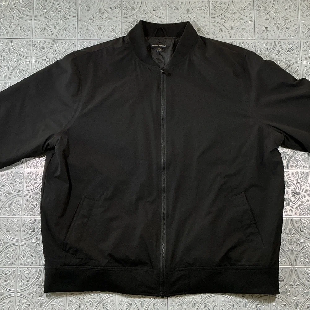 Banana Republic Men Black Full Zip Bomber Jacket Coat XXL Casual Minimalist Out